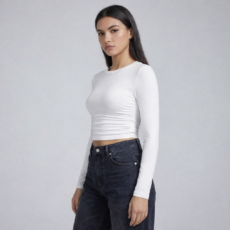 Gorgesto Second-Skin Ruched Crop Top