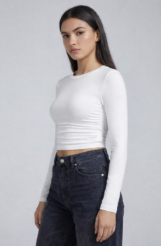 Gorgesto Second-Skin Ruched Crop Top